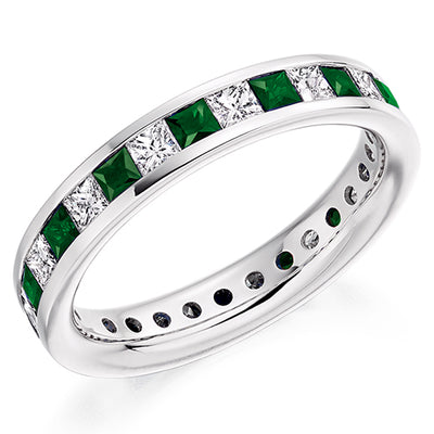 Emerald & Diamond Full Eternity Ring, 1.02ct