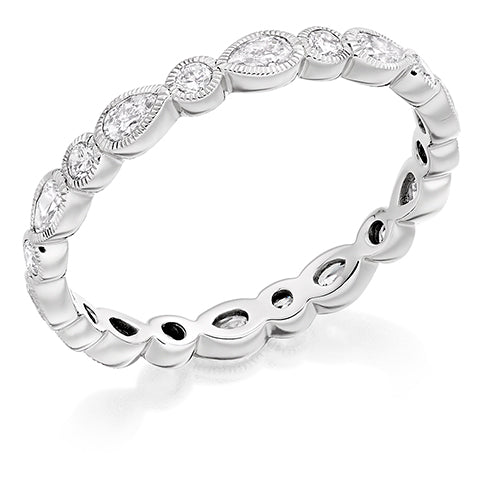 Milgrain Rubover Diamond Full Eternity Ring B, 0.75ct