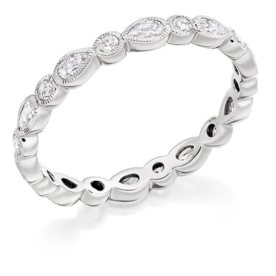 Milgrain Rubover Diamond Full Eternity Ring B, 0.75ct