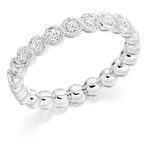 Milgrain Rubover Diamond Full Eternity Ring, 1.0ct