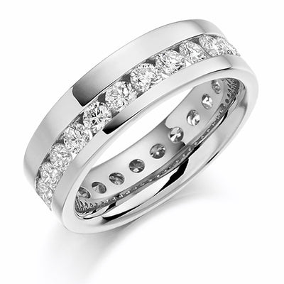 Offset Channel-Set Diamond Full Eternity Ring with Right-Hand, 1.5ct