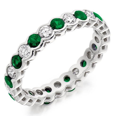 Emerald & Diamond Full Eternity Ring, 0.83ct