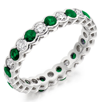 Emerald & Diamond Full Eternity Ring, 0.83ct