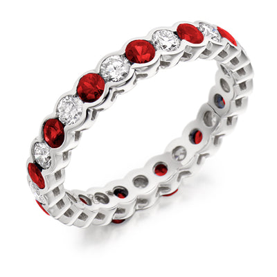Ruby & Diamond Full Eternity Ring, 0.83ct