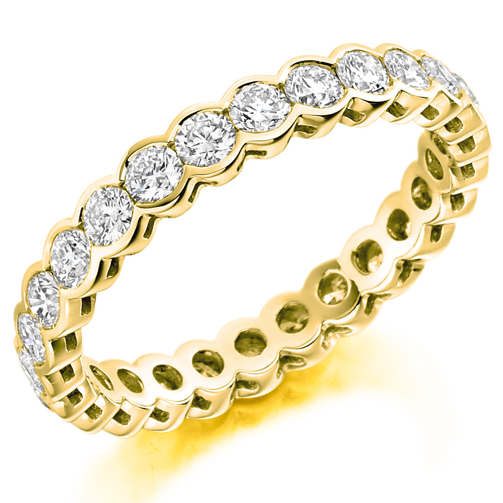 Emerald & Diamond Full Eternity Ring, 0.83ct in Yellow Gold