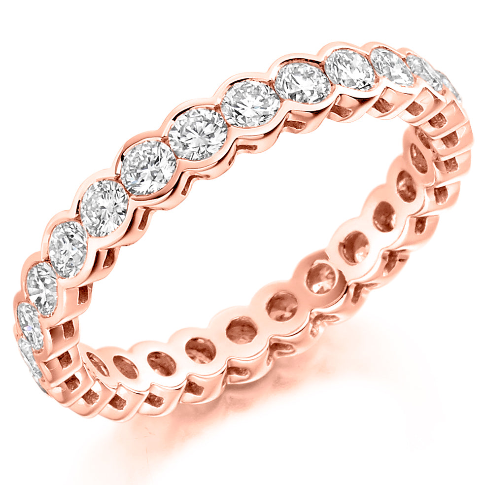 Emerald & Diamond Full Eternity Ring, 0.83ct in Rose Gold