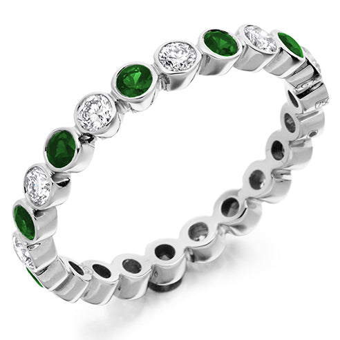 Emerald & Diamond Full Eternity Ring, 0.52ct