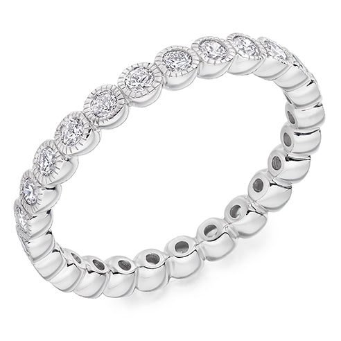 Milgrain Rubover Diamond Full Eternity Ring, 0.75ct