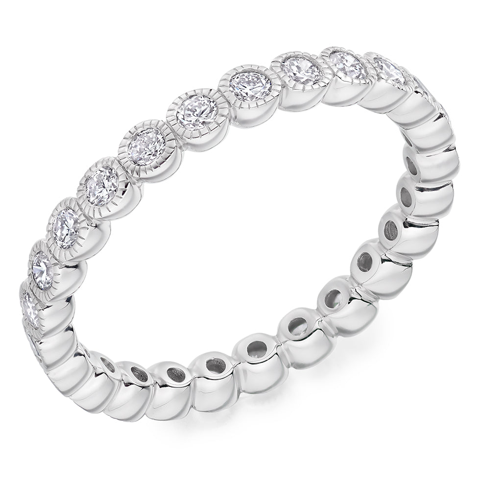 Milgrain Rubover Diamond Full Eternity Ring, 0.75ct