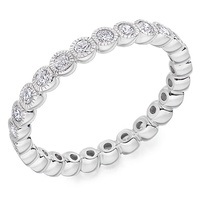 Milgrain Rubover Diamond Full Eternity Ring, 0.75ct