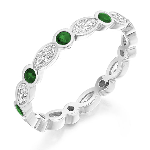 Emerald & Diamond Full Eternity Ring, 0.86ct