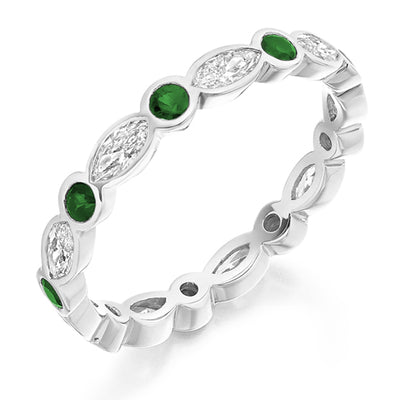 Emerald & Diamond Full Eternity Ring, 0.86ct