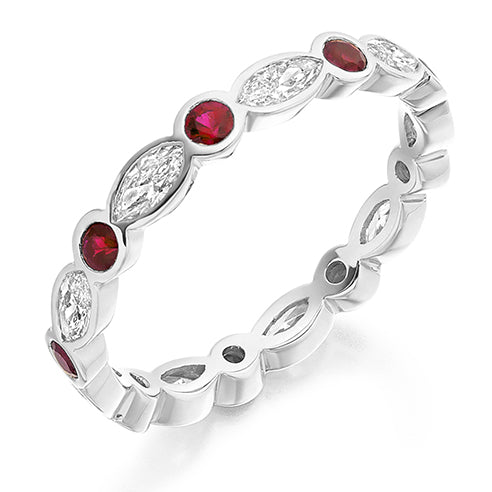 Ruby & Diamond Full Eternity Ring, 0.86ct