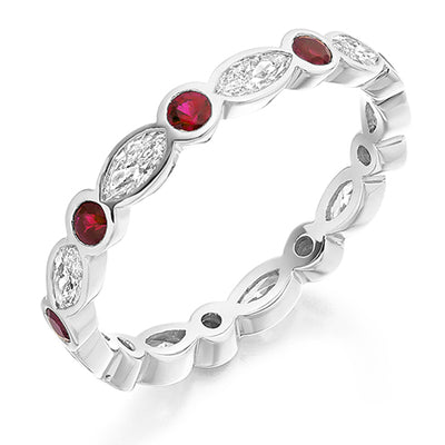 Ruby & Diamond Full Eternity Ring, 0.86ct
