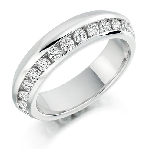 Offset Channel-Set Diamond Full Eternity Ring with Right-Hand, 1.0ct