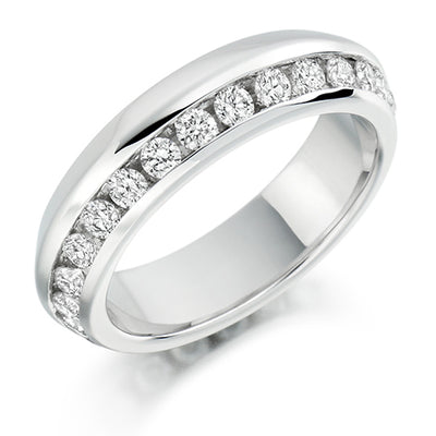 Offset Channel-Set Diamond Full Eternity Ring with Right-Hand, 1.0ct