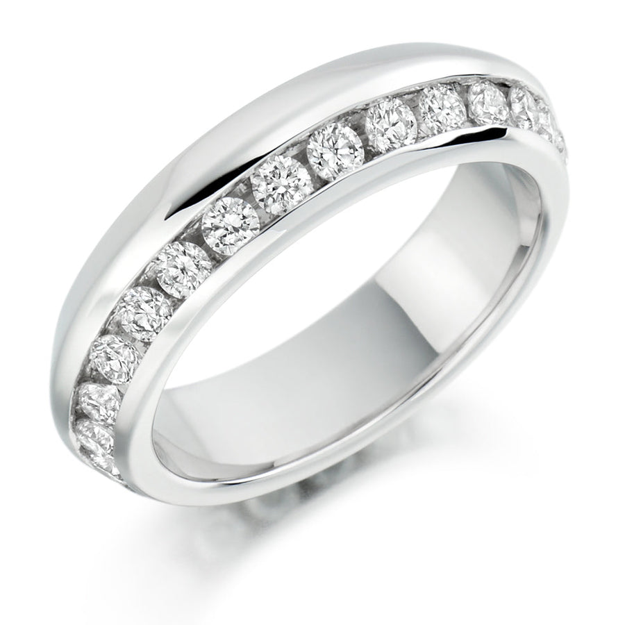 Offset Channel-Set Diamond Full Eternity Ring with Right-Hand, 1.0ct