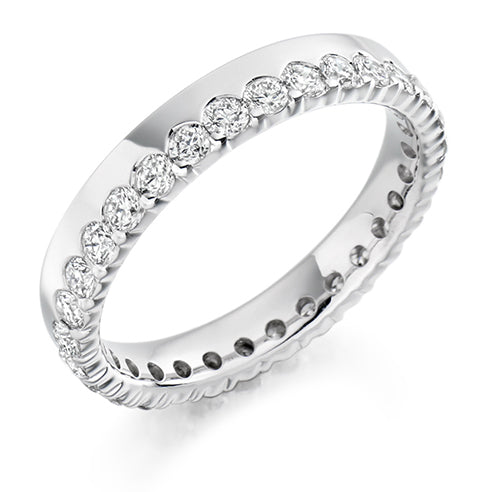 Offset Claw-Set Diamond Full Eternity Ring B, 1.0ct