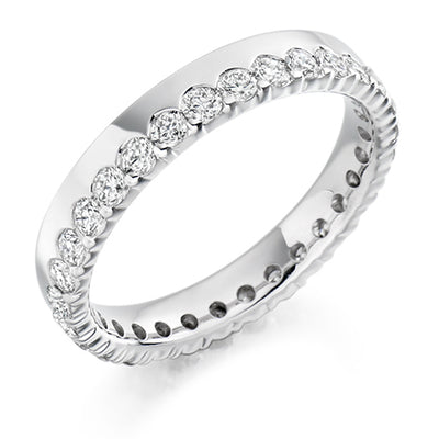 Offset Claw-Set Diamond Full Eternity Ring B, 1.0ct