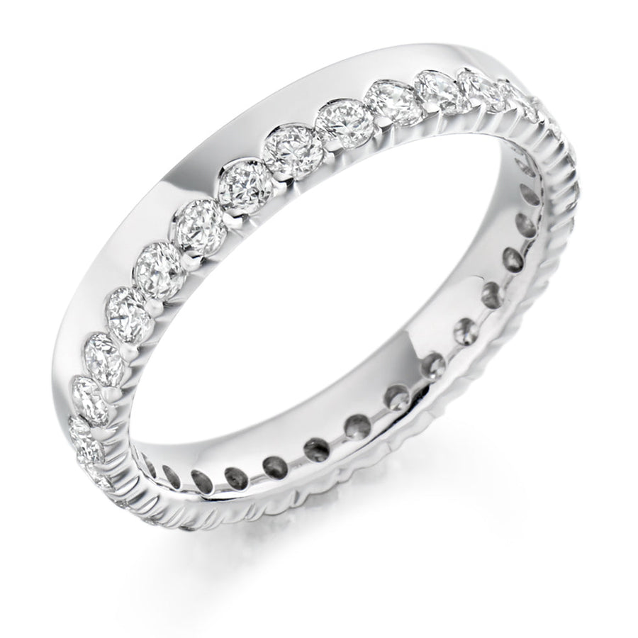 Offset Claw-Set Diamond Full Eternity Ring B, 1.0ct