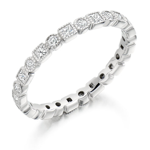 Rubover Diamond Full Eternity Ring with Right-Hand, 0.6ct