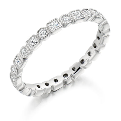 Rubover Diamond Full Eternity Ring with Right-Hand, 0.6ct