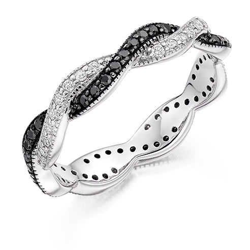 Black Diamond & Diamond Full Eternity Ring, 0.25ct