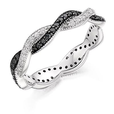 Black Diamond & Diamond Full Eternity Ring, 0.25ct