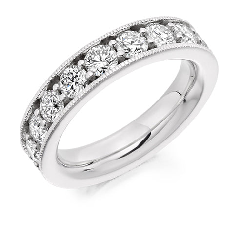 Milgrain Grain-Set Diamond Full Eternity Ring, 3.0ct
