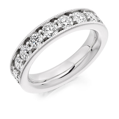 Milgrain Grain-Set Diamond Full Eternity Ring, 3.0ct
