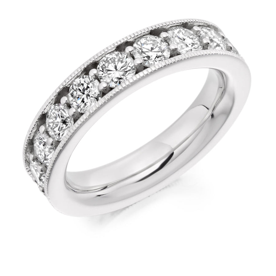 Milgrain Grain-Set Diamond Full Eternity Ring, 3.0ct