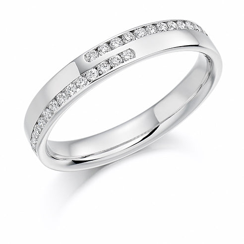 Offset Channel-Set Diamond Full Eternity Ring with Right-Hand, 0.5ct