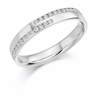Offset Channel-Set Diamond Full Eternity Ring with Right-Hand, 0.5ct