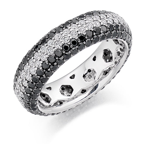 Black Diamond & Diamond Full Eternity Ring, 0.95ct