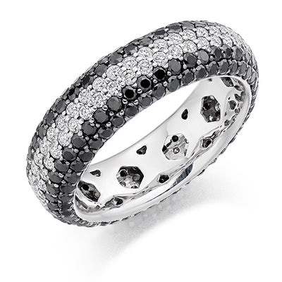 Black Diamond & Diamond Full Eternity Ring, 0.95ct