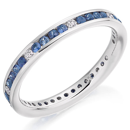 Sapphire & Diamond Full Eternity Ring, 0.13ct
