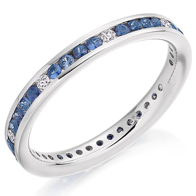 Sapphire & Diamond Full Eternity Ring, 0.13ct