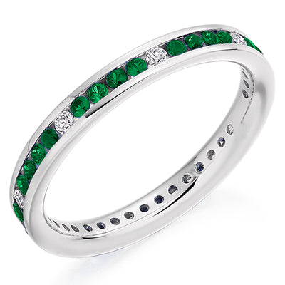 Emerald & Diamond Full Eternity Ring, 0.13ct
