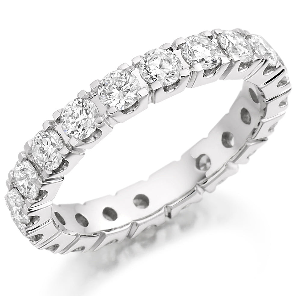 Claw-Set Diamond Full Eternity Ring with Right-Hand B, 2.5ct in White Gold