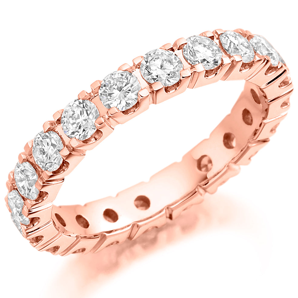 Claw-Set Diamond Full Eternity Ring with Right-Hand B, 2.5ct in Rose Gold