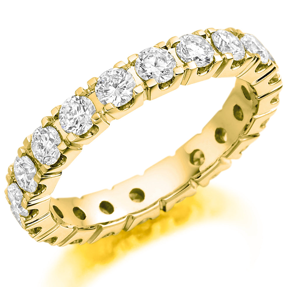 Claw-Set Diamond Full Eternity Ring with Right-Hand B, 2.5ct in Yellow Gold
