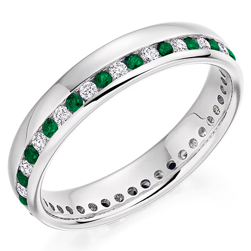 Emerald & Diamond Full Eternity Ring, 0.27ct