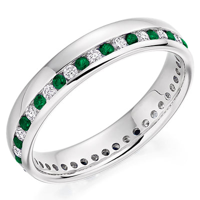 Emerald & Diamond Full Eternity Ring, 0.27ct