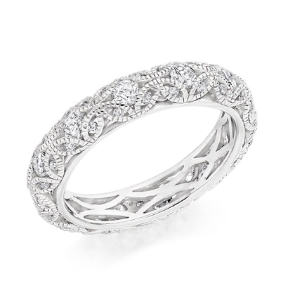 Milgrain Grain-Set Full Eternity Ring, 1.1ct total