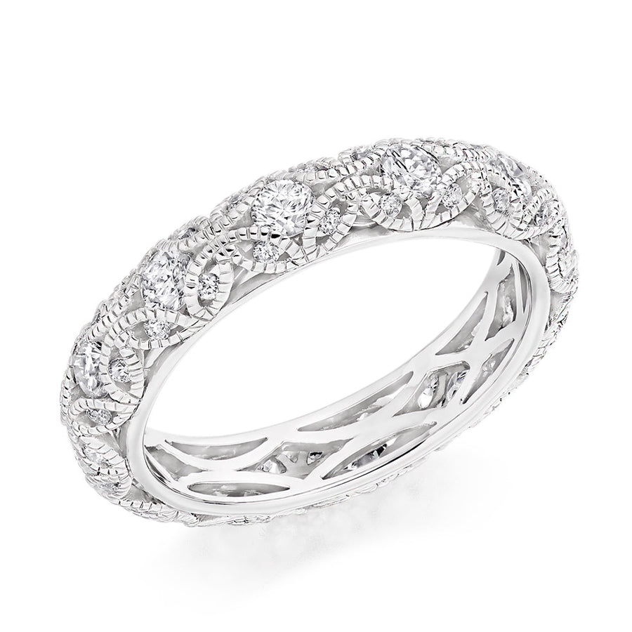 Milgrain Grain-Set Full Eternity Ring, 1.1ct total