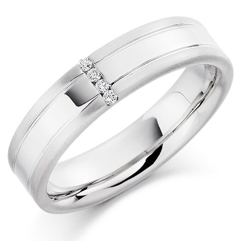Grain-Set Diamond Gents Ring, 0.04ct