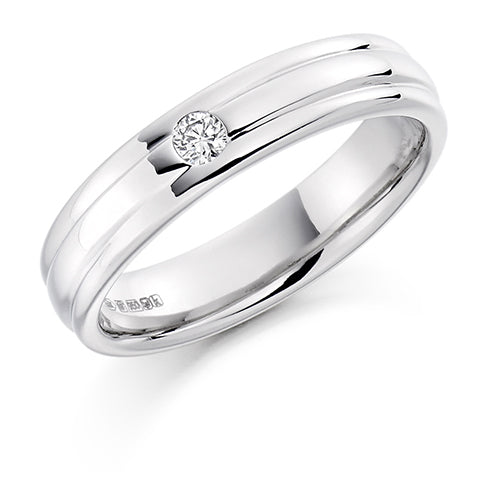 Flush-Set Diamond Gents Ring B, 0.1ct