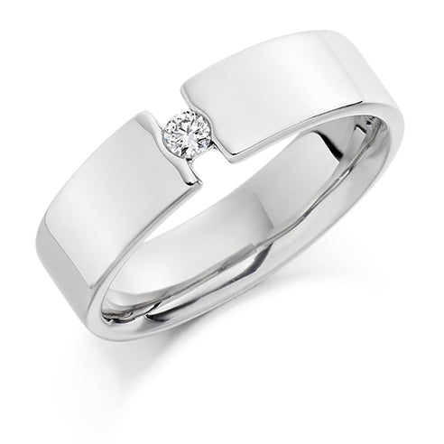 Tension-Set Diamond Gents Ring B, 0.08ct