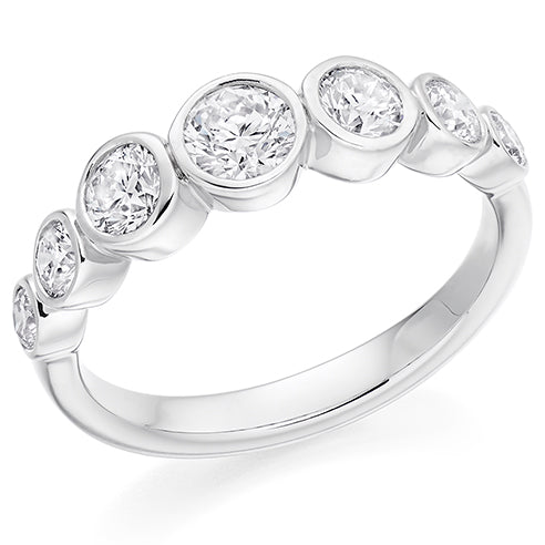Rubover Half Eternity Ring, 1.1ct total
