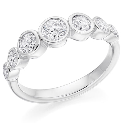 Rubover Half Eternity Ring, 1.1ct total